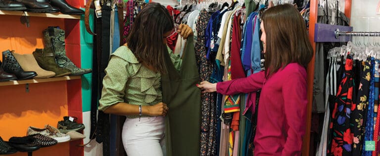 Young women choosing an outfit